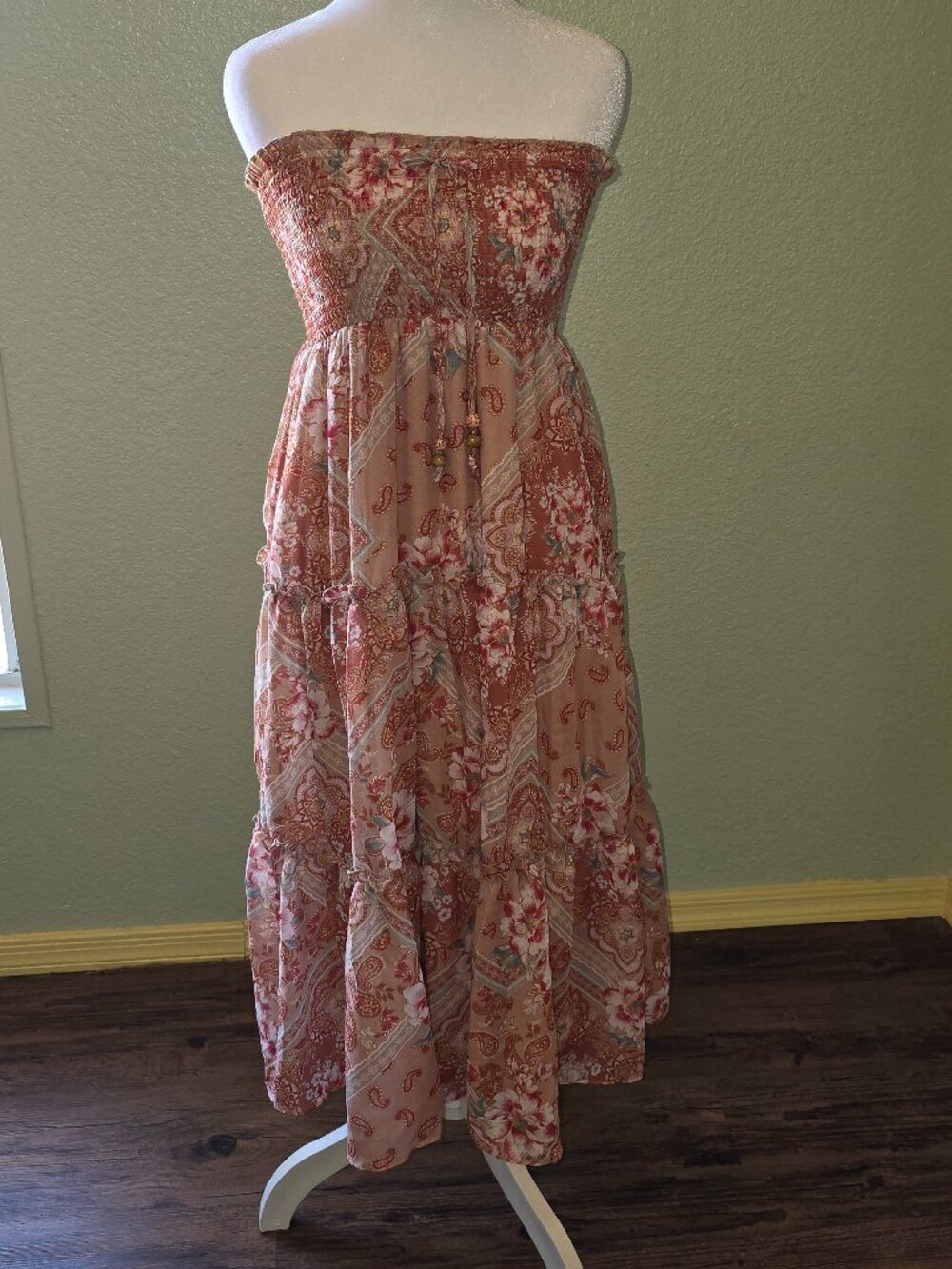 Orange-Toned Paisley Maxi Dress